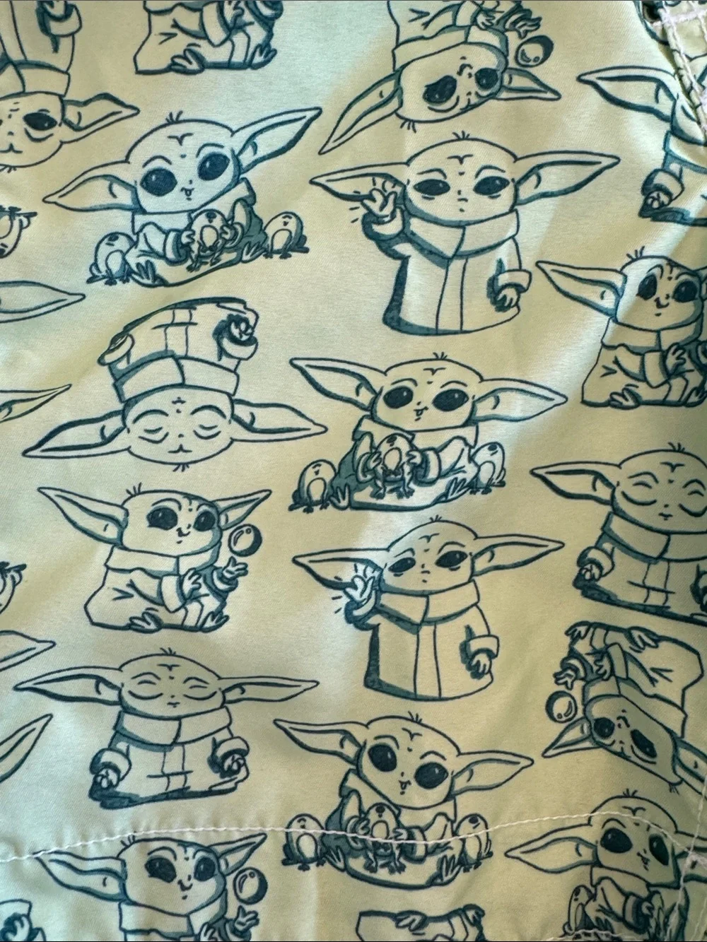 GAP Baby Yoda Print Swim Trunks in Light Green with White Waistband